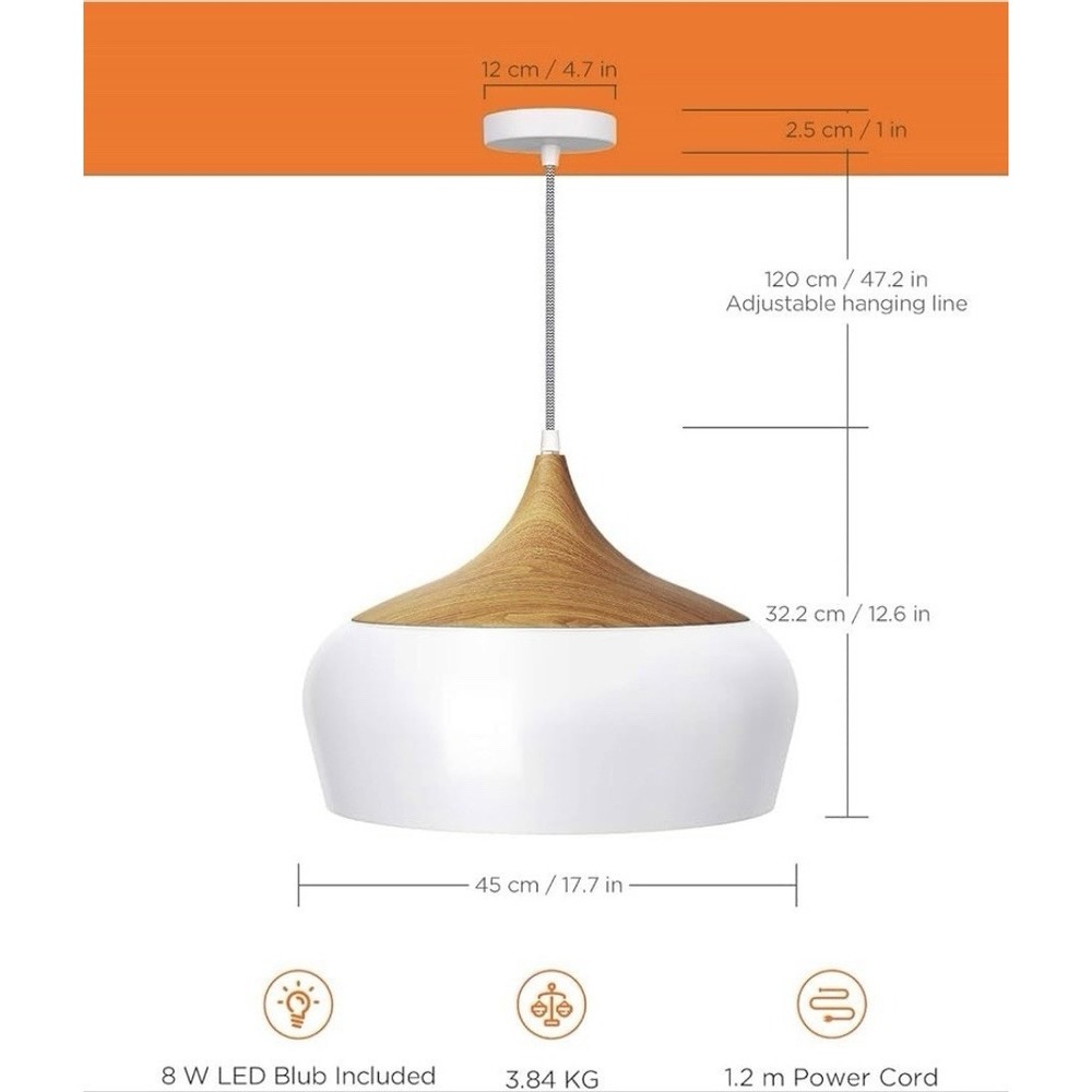 Tomons Pendant Lighting‎ NEW with LED Bulb Dome Ceiling Hanging Kitchen LP01001